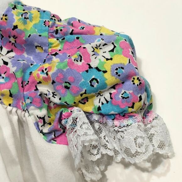 Vintage Floral Dress, Baby 18 M White Pink Purple Floral Print Lace Diaper Cover - Picture 8 of 9